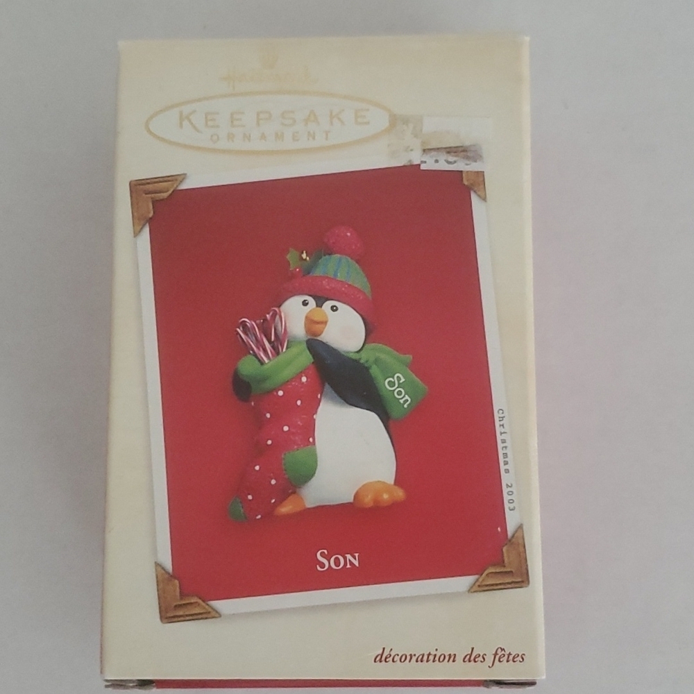 Hallmark Keepsake Ornament 2003. Penguin wearing Son scarf